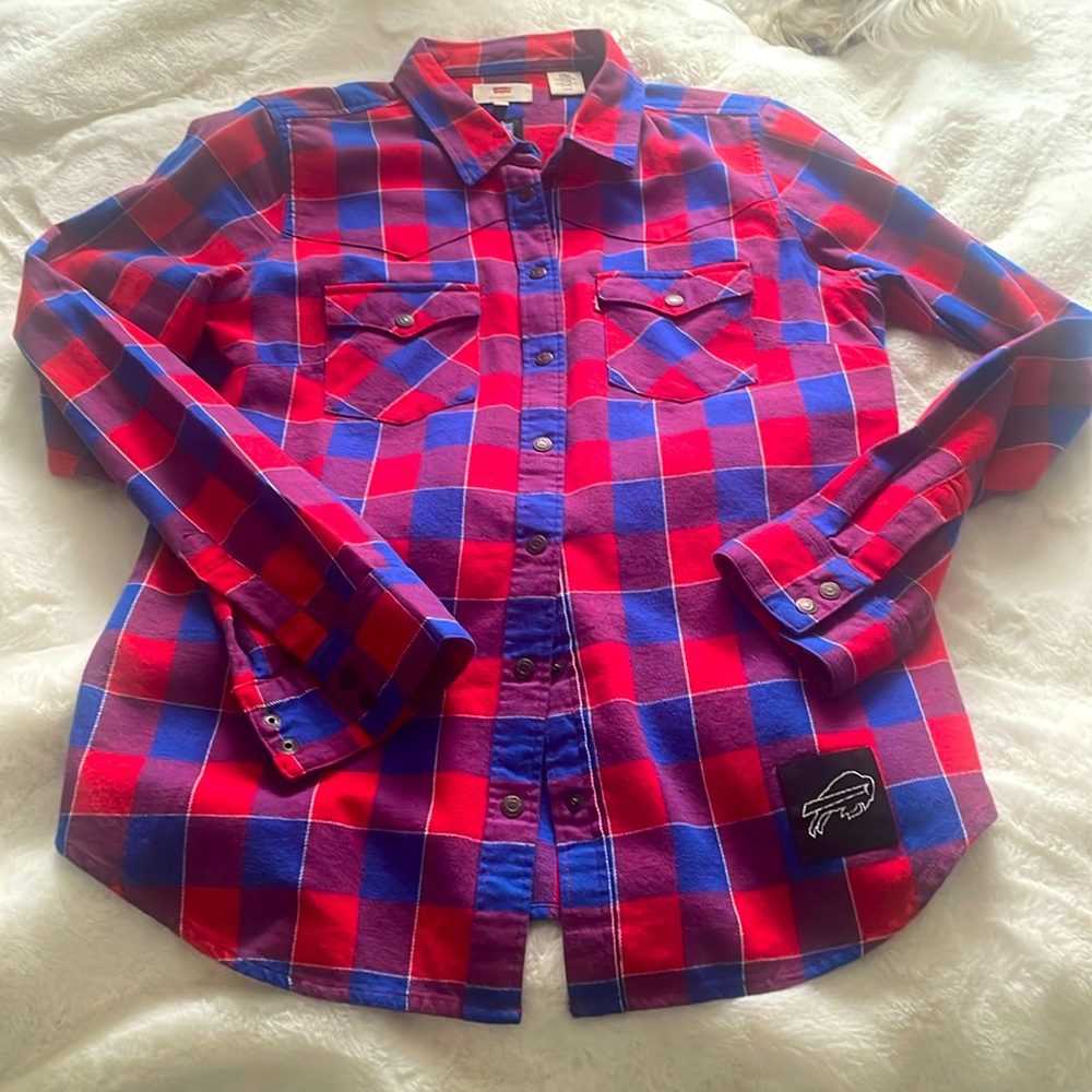 Buffalo Bills Levi’s Plaid Red and Blue Women's Flannel